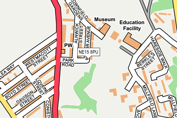 NE15 8PU map - OS OpenMap – Local (Ordnance Survey)