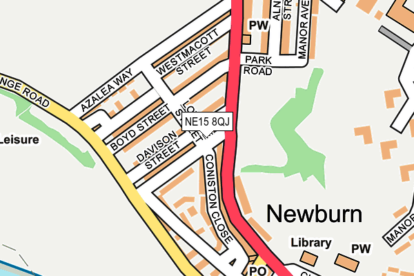 NE15 8QJ map - OS OpenMap – Local (Ordnance Survey)