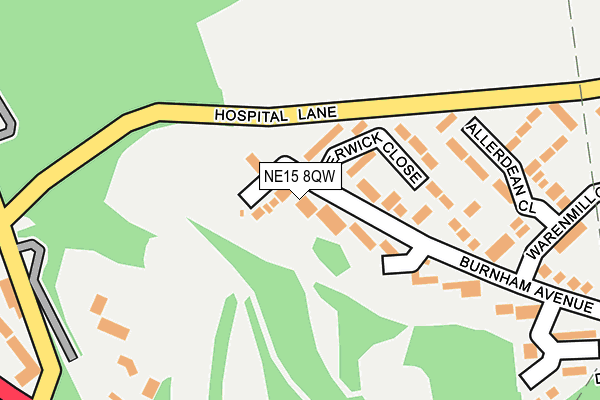 NE15 8QW map - OS OpenMap – Local (Ordnance Survey)