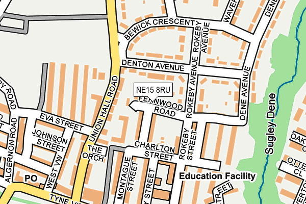 NE15 8RU map - OS OpenMap – Local (Ordnance Survey)