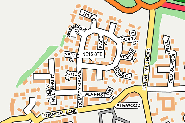 NE15 8TE map - OS OpenMap – Local (Ordnance Survey)