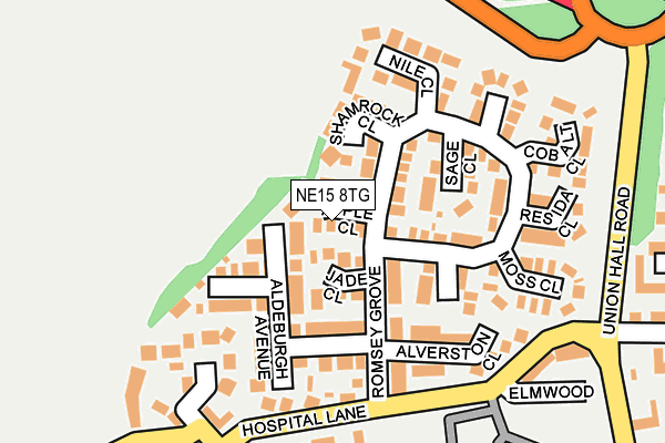 NE15 8TG map - OS OpenMap – Local (Ordnance Survey)
