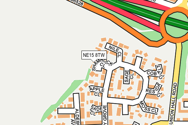 NE15 8TW map - OS OpenMap – Local (Ordnance Survey)