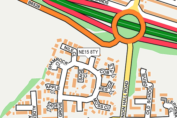 NE15 8TY map - OS OpenMap – Local (Ordnance Survey)