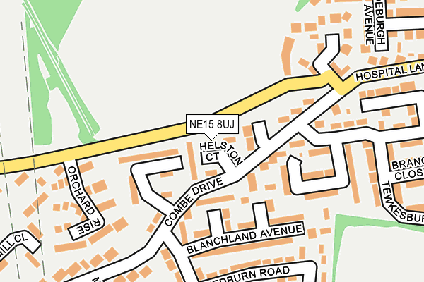 NE15 8UJ map - OS OpenMap – Local (Ordnance Survey)