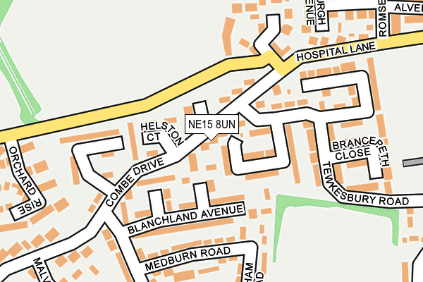 NE15 8UN map - OS OpenMap – Local (Ordnance Survey)