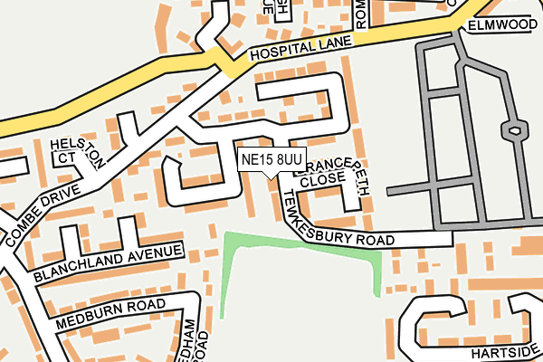 NE15 8UU map - OS OpenMap – Local (Ordnance Survey)