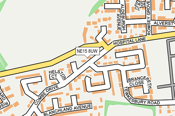 NE15 8UW map - OS OpenMap – Local (Ordnance Survey)