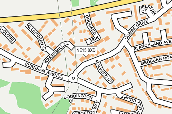 NE15 8XD map - OS OpenMap – Local (Ordnance Survey)