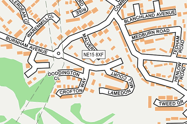 NE15 8XF map - OS OpenMap – Local (Ordnance Survey)