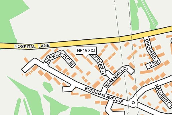 NE15 8XJ map - OS OpenMap – Local (Ordnance Survey)