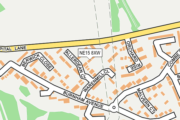 NE15 8XW map - OS OpenMap – Local (Ordnance Survey)