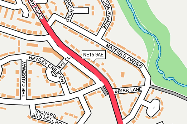 NE15 9AE map - OS OpenMap – Local (Ordnance Survey)