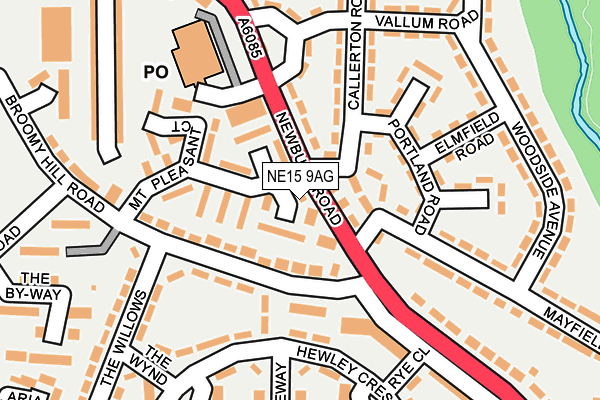 NE15 9AG map - OS OpenMap – Local (Ordnance Survey)