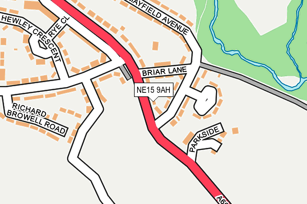 NE15 9AH map - OS OpenMap – Local (Ordnance Survey)