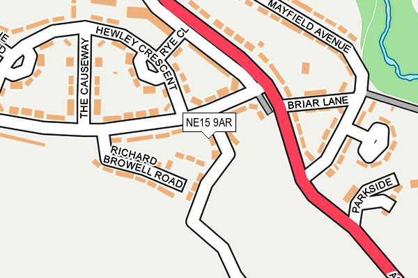 NE15 9AR map - OS OpenMap – Local (Ordnance Survey)