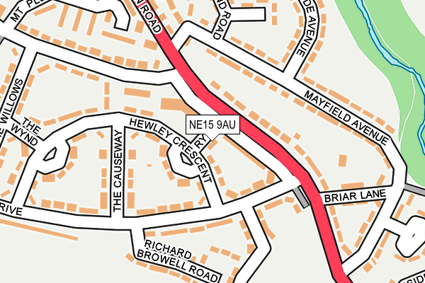 NE15 9AU map - OS OpenMap – Local (Ordnance Survey)
