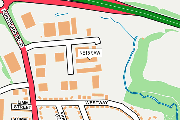 NE15 9AW map - OS OpenMap – Local (Ordnance Survey)