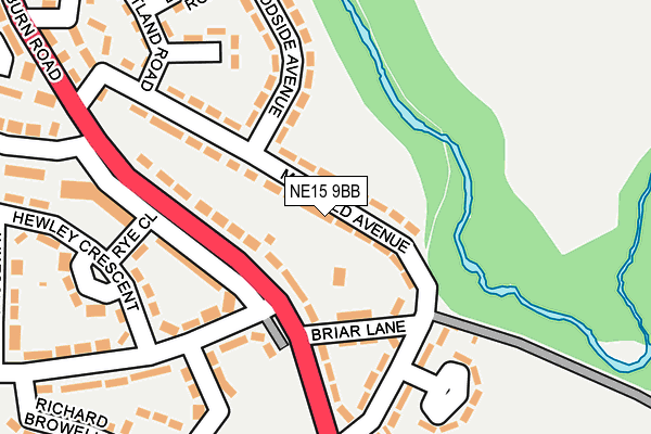 NE15 9BB map - OS OpenMap – Local (Ordnance Survey)
