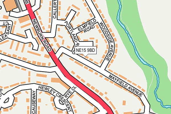 NE15 9BD map - OS OpenMap – Local (Ordnance Survey)