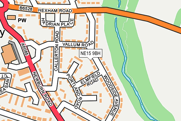 NE15 9BH map - OS OpenMap – Local (Ordnance Survey)