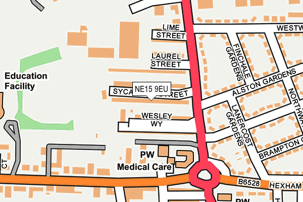 NE15 9EU map - OS OpenMap – Local (Ordnance Survey)