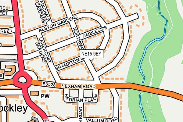 NE15 9EY map - OS OpenMap – Local (Ordnance Survey)
