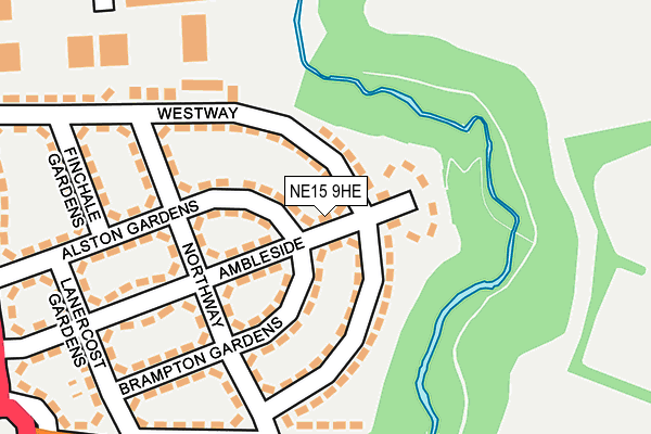 NE15 9HE map - OS OpenMap – Local (Ordnance Survey)