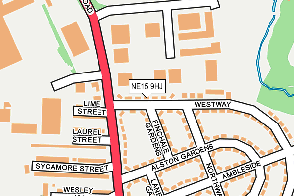 NE15 9HJ map - OS OpenMap – Local (Ordnance Survey)