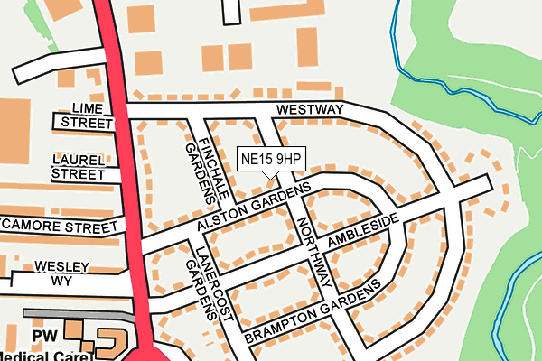 NE15 9HP map - OS OpenMap – Local (Ordnance Survey)