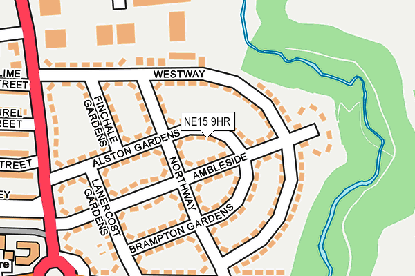 NE15 9HR map - OS OpenMap – Local (Ordnance Survey)