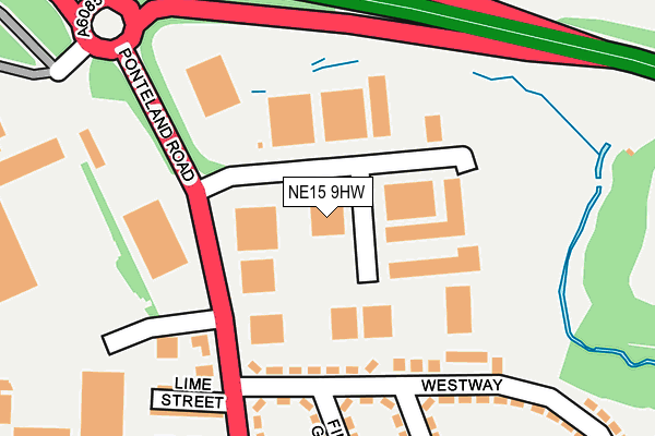 NE15 9HW map - OS OpenMap – Local (Ordnance Survey)