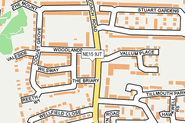 NE15 9JT map - OS OpenMap – Local (Ordnance Survey)