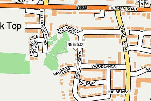 NE15 9JX map - OS OpenMap – Local (Ordnance Survey)