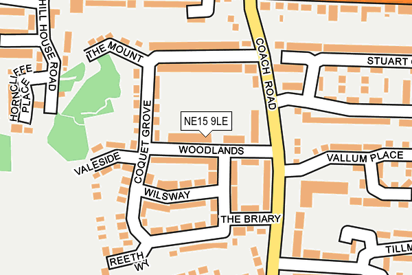 NE15 9LE map - OS OpenMap – Local (Ordnance Survey)