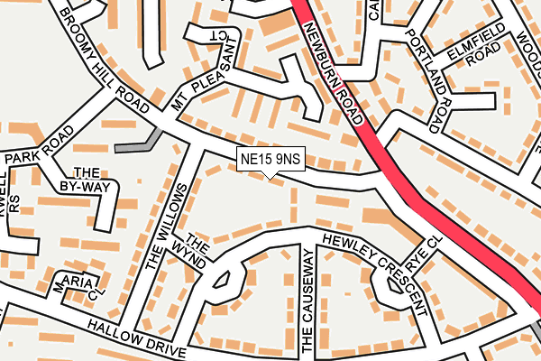NE15 9NS map - OS OpenMap – Local (Ordnance Survey)