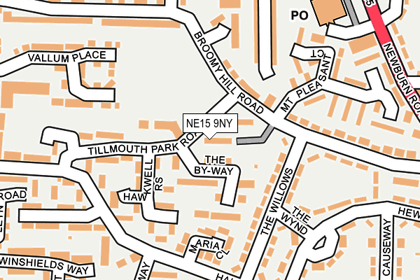NE15 9NY map - OS OpenMap – Local (Ordnance Survey)