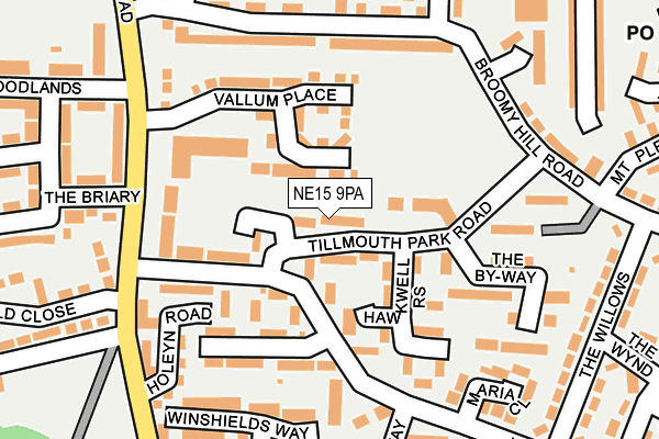 NE15 9PA map - OS OpenMap – Local (Ordnance Survey)