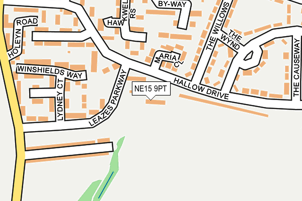 NE15 9PT map - OS OpenMap – Local (Ordnance Survey)