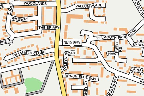 NE15 9PW map - OS OpenMap – Local (Ordnance Survey)