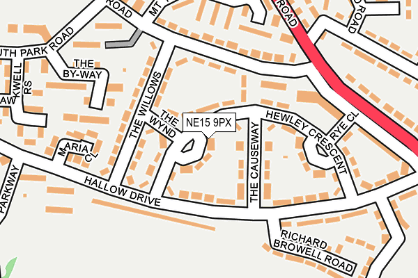 NE15 9PX map - OS OpenMap – Local (Ordnance Survey)