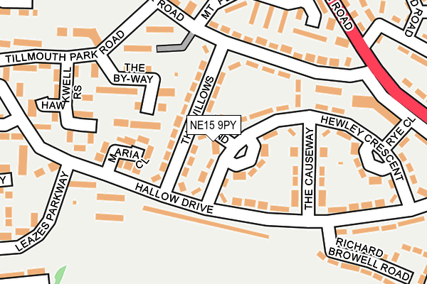 NE15 9PY map - OS OpenMap – Local (Ordnance Survey)