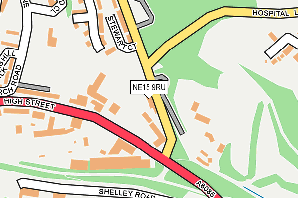 NE15 9RU map - OS OpenMap – Local (Ordnance Survey)