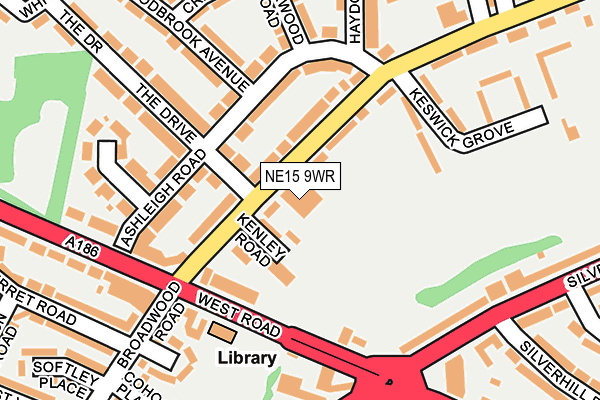 NE15 9WR map - OS OpenMap – Local (Ordnance Survey)