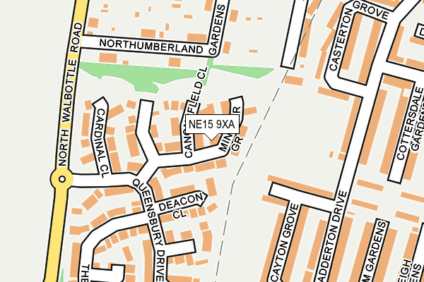 NE15 9XA map - OS OpenMap – Local (Ordnance Survey)