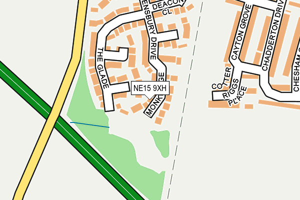 NE15 9XH map - OS OpenMap – Local (Ordnance Survey)