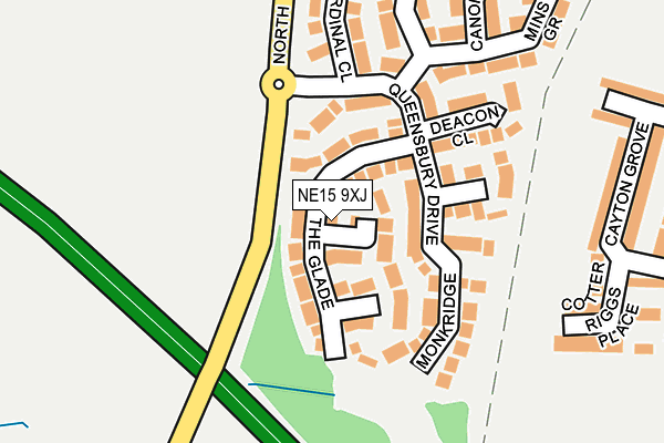NE15 9XJ map - OS OpenMap – Local (Ordnance Survey)