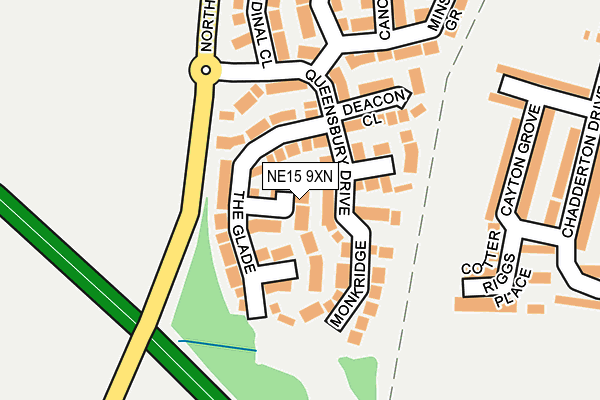 NE15 9XN map - OS OpenMap – Local (Ordnance Survey)