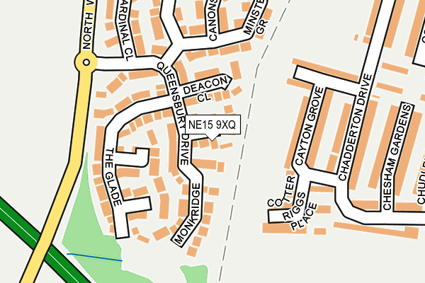 NE15 9XQ map - OS OpenMap – Local (Ordnance Survey)