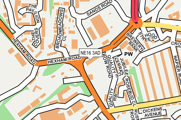 NE16 3AD map - OS OpenMap – Local (Ordnance Survey)